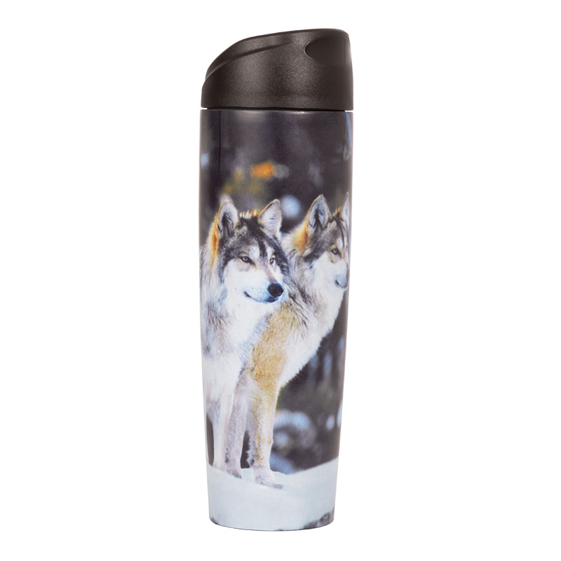 Insulated bottle 500 ml wolf face image G4801-01
