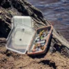 G3411-G3413-Single deep fly box with flies on river side