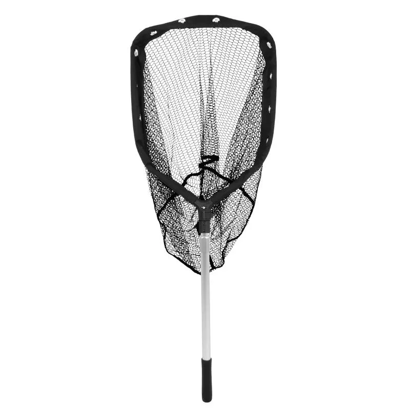 Telescopic landing net with rubber net, front view - G3227
