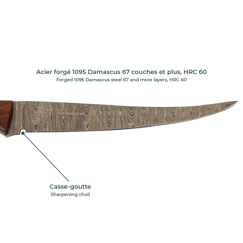 Damascus fillet knife - G3770 - Green Trail