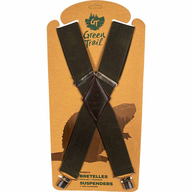 9709010 - Green suspenders for pants, packaging.